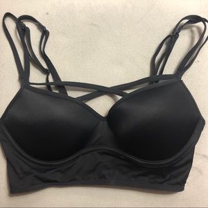 Victoria’s Secret Pink front criss-cross black bra